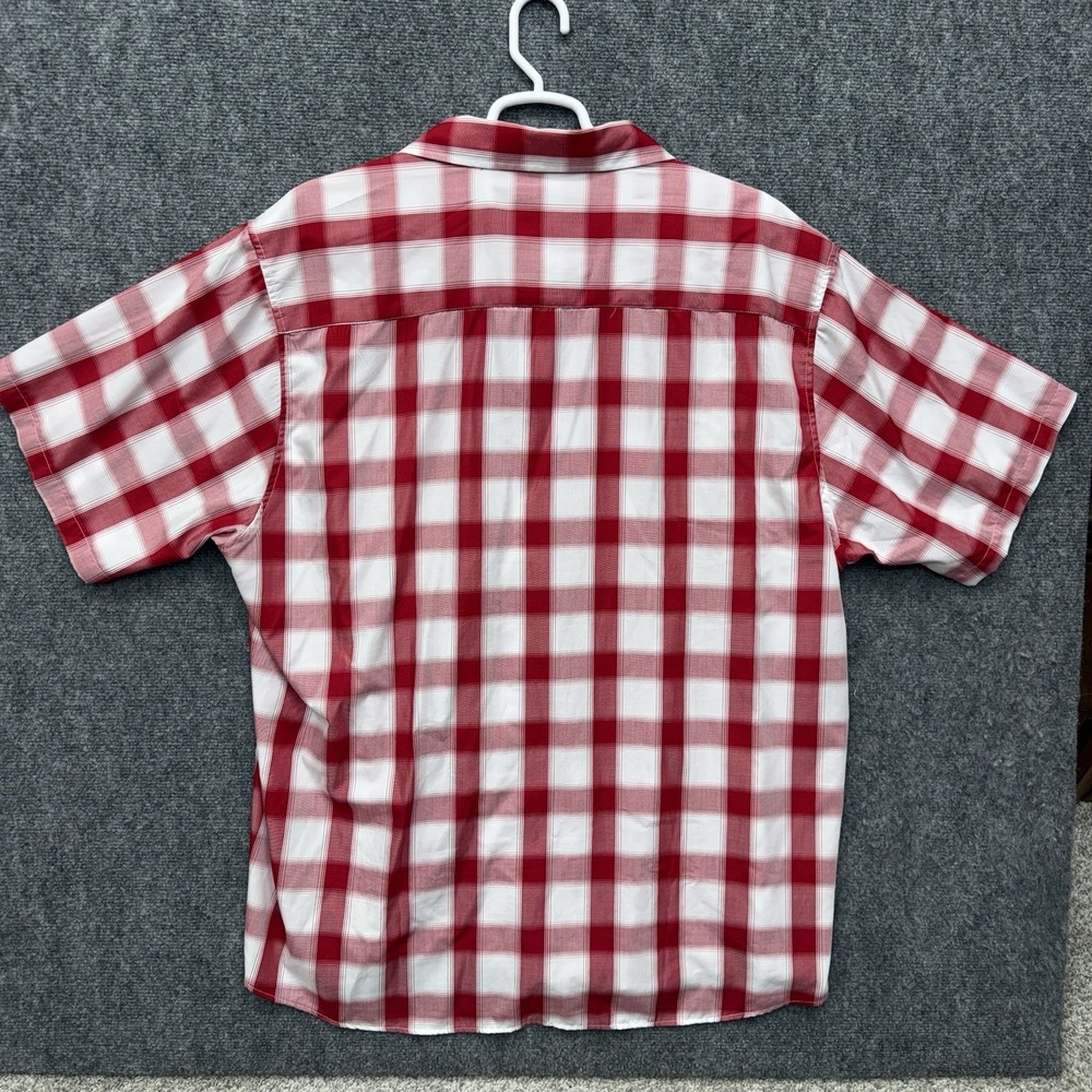 Dixxon Gingham button up short sleeve shirt Red mens size 4XL bamboo blend - Picture 2 of 8